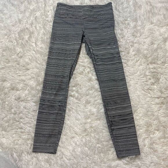 Athleta Chatarunga Leggings Heather Black Stripe Size Small Activewear - Picture 2 of 9